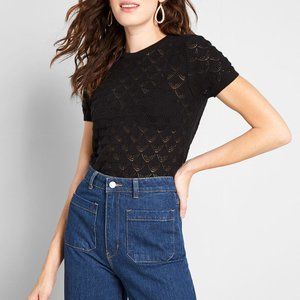 Modcloth 'Pointelle Taken' 4X Sweater Black NWT